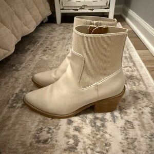 Dolce Vita Cream Ankle Boots Booties